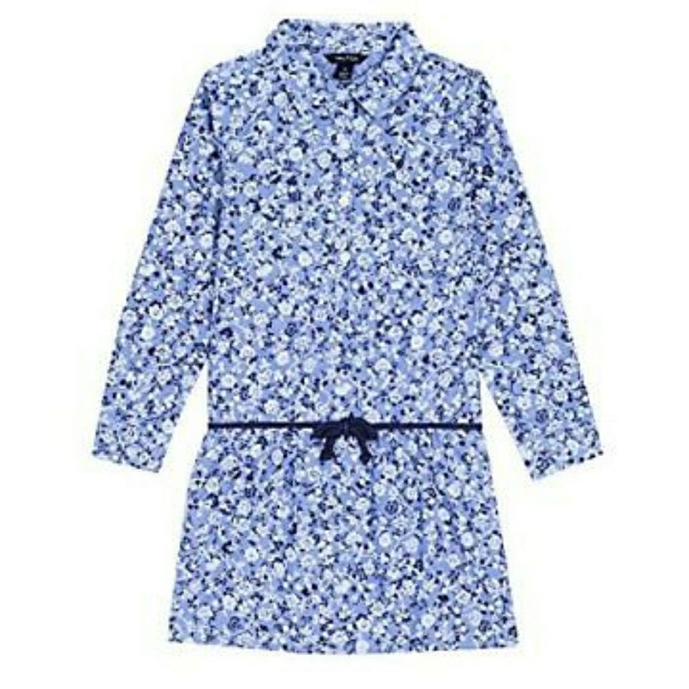 Nautica Girls Long Sleeve Chambray Shirt Dress 6X